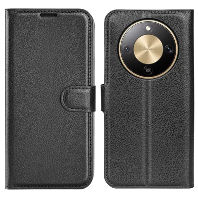 AMORUS Für Ehre X9d 5G Geldbörse Fall Litchi Textur Stoßfest Leder Flip Ständer Telefon Abdeckung - Schwarz