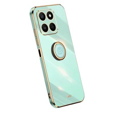 Bulk Purchasing XINLI For Honor 400 Smart 5G  /  X7d 4G Case Ring Kickstand Electroplating TPU Phone Cover - Cyan