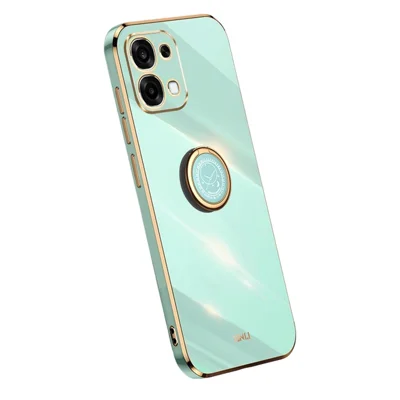 Bulk Purchasing XINLI Phone Case For Oppo F31 5G  /  A6 Pro 4G  /  A6 Pro 5G Ring Kickstand Electroplating TPU Cover - Cyan