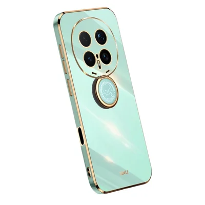 XINLI Voor Honor Magic8 Pro 5G Hoesje Ring Kickstand Gegalvaniseerd TPU Telefoonhoesje - Cyaan