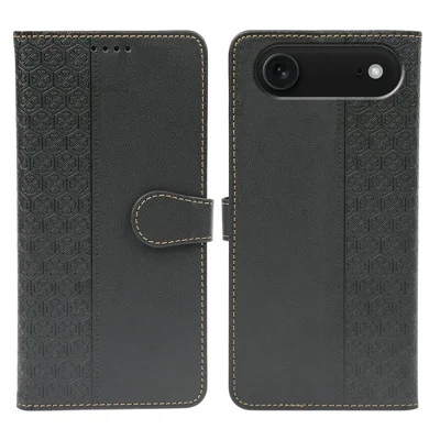 iPhone Air Case Magnetischer Verschluss Vierblättrige Kleeblatt Leder Handyhülle - Schwarz