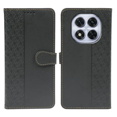 For Xiaomi Redmi Note 14 Pro 4G Case Magnetic Clasp Four Leaf Clover Leather Phone Cover - Black