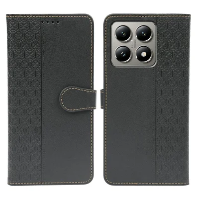 For Xiaomi 14T Pro Case Magnetic Clasp Four Leaf Clover Leather Phone Cover - Black