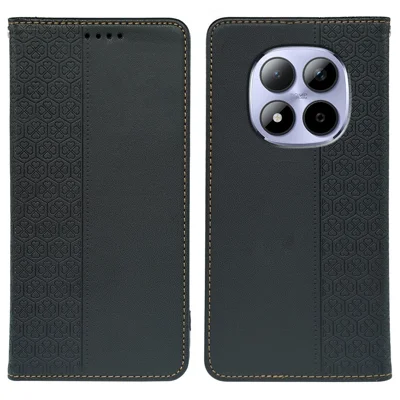 Voor Xiaomi Redmi Note 15 Pro 5G hoesje Vierbladige klaver Leer hoesje met standaard en portemonnee - Zwart