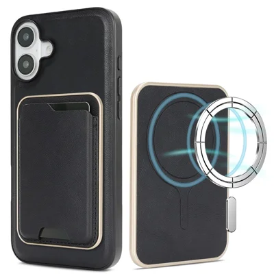 Für iPhone 17 Hülle kompatibel mit MagSafe Ultra Dünner Kartenhalter PU-Leder beschichteter TPU-Abdeckung - Schwarz Blau