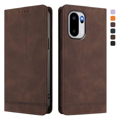 For OnePlus 15R 5G / Ace 6T 5G / Ace 6 5G Case RINACASIS RC23 RFID Blocking Wallet Stand PU Leather Phone Cover - Brown