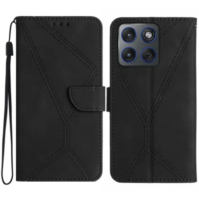 Capa Motorola Edge 70 5G - Preta - Couro PU com Linhas Táteis Impressas