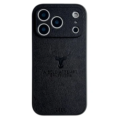 iPhone 17 Pro Hülle Hirschmuster PU-Leder beschichtet PC + TPU Handyhülle - Schwarz