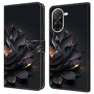 For Xiaomi Redmi A5 NFC (EU) (173.45mm) Case Magnetic Clasp 3D Pattern Leather Wallet Phone Cover - Purple Lotus