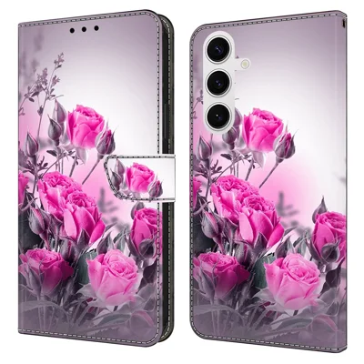 Per Samsung Galaxy S26+ Custodia Portafoglio Stand Stampa Modello Pelle PU Flip Cover Telefono - Fiori Viola