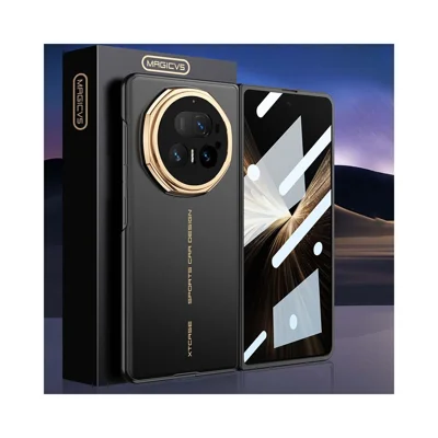 GKK Obudowa na Honor Magic V5 5G, twarda obudowa PC, ultra cienka pokrywa na telefon z przednim hartowanym szkłem - Czarny