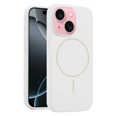 Custodia per iPhone 15 compatibile con MagSafe Silicone liquido Anti-caduta Custodia per telefono - Bianco
