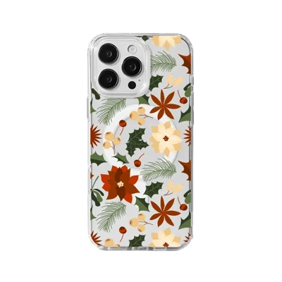 EYCASE For iPhone 14 Pro Max Christmas Series Case Gift  Clear Edge Pattern Print TPU + Acrylic Cover Compatible with MagSafe - Vintage Christmas Floral