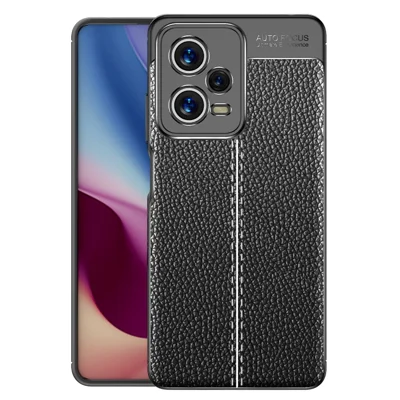 TPU Case for Xiaomi Redmi Note 12 Pro 5G, Shockproof Litchi Texture Protective Phone Cover - Black