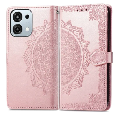 For Oppo A6 Pro 5G  /  F31 5G Case Wallet Mandala Flower Leather Phone Cover Stand View - Rose Gold