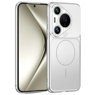 Voor Huawei Pura 70 Hoesje Transformatie naar iPhone 17 Pro Matte PC Telefoonhoes Compatibel met MagSafe - Zilver