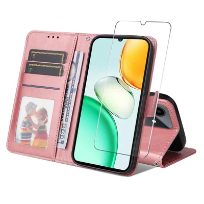 Для чести Играть10 4G PU кожаный бумажник Чехол ENKAY ПРИНЦ шляпы Телефон Стенд Крышка с 9H закаленное стекло - розовый