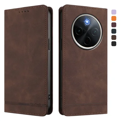 For vivo X300 Pro 5G Case RINACASIS RC23 RFID Blocking Wallet Stand PU Leather Phone Cover - Brown
