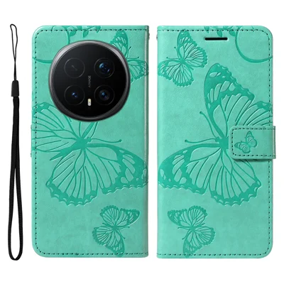 Capa de telefone de couro com impressão de borboleta floral, suporte e 5G Magic8 Pro para Honor - Verde