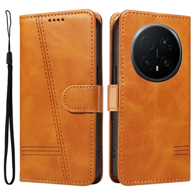 Voor Honor Magic8 Pro 5G Portemonnee Hoeden T-vormige Lijnen Leren Telefoonhoesje Stand - Bruin