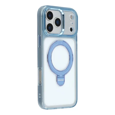JAUCASE For iPhone 17 Pro Max Case Rotating Kickstand TPU + PC Shockproof Phone Cover - Transparent Blue
