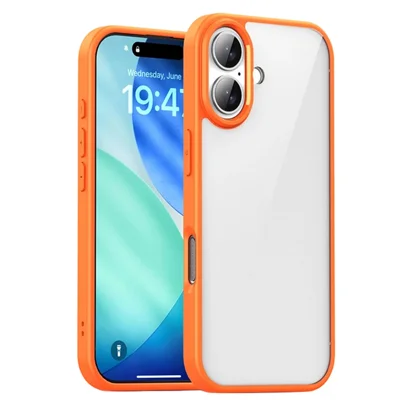 IPAKY For iPhone 17 Clear Phone Case TPU + PC Anti-Fingerprint Back Cover - Orange