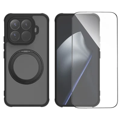 Для iPhone 17 Pro Kickstand Matte Case, совместимый с MagSafe, силиконовый акриловый ПК-корпус с пленкой для экрана - белый