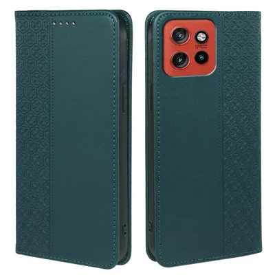 For Motorola Edge 60 Neo 5G / Edge 50 Neo 5G / Moto S50 5G / ThinkPhone 25 5G Case Four Leaf Clover Leather Flip Phone Cover Stand Wallet - Green