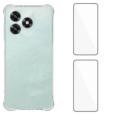 WANLONFENG For Honor X5c Plus 4G / Honor X5c 4G TPU Case WL2 Series 2.0mm Phone Cover with 2Pcs Tempered Glass Films - Transparent