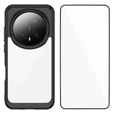 Para o caso do telefone Honor Magic8 Pro 5G WANLONFENG XC Series TPU Acrylic Cover com vidro temperado (grande orifício da lente) - Preto