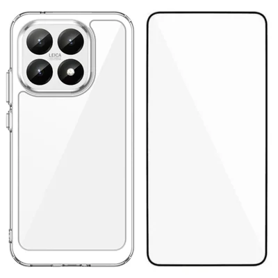 Xiaomi 15T Hülle WANLONFENG MF Serie TPU Acryl Klar Handyhülle mit gehärtetem Glasfilm - Transparent