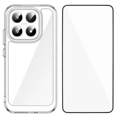 Für Xiaomi 17 Hülle WANLONFENG MF Serie TPU Acryl Klare Handyhülle mit gehärtetem Glasfilm - Transparent