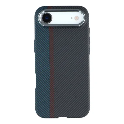For iPhone Air Magnetic Case Water Transfer Printing Metal Frame PC Phone Back Cover - Blue Stripes
