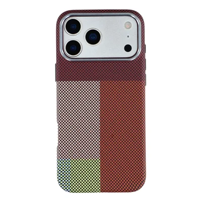 For iPhone 18 Pro Max / 17 Pro Max Magnetic Case Water Transfer Printing Metal Frame PC Phone Back Cover - Square Red