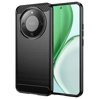 Protective Case for Honor Magic8 Lite 5G / X70 5G / X9d 5G Phone Cover Carbon Fiber Texture Brushed - Black