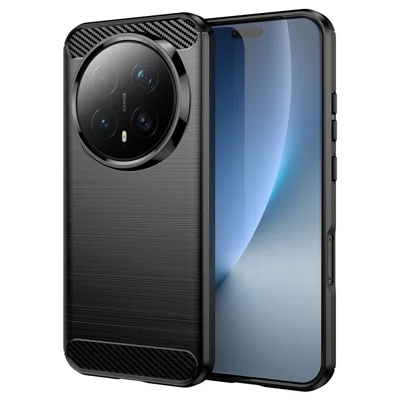 Capa Protetora do Telefone For Honor Magic8 Pro 5G - Textura de Fibra de Carbono Escovada - Preto