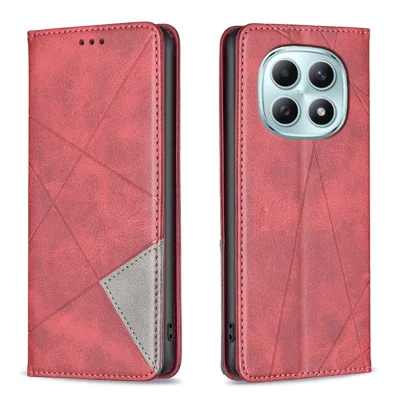 Voor Xiaomi Redmi Note 15 Pro 4G hoesje met kaartslots Geometrische imitatie leer telefoonhoes - Rood