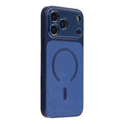 Voor iPhone 17 Pro Max hoesje compatibel met MagSafe, precieze uitgesneden TPU PC PU telefoonhoes - Blauw