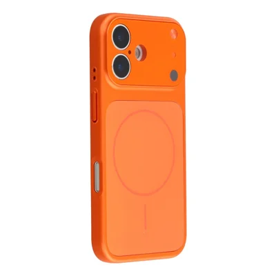 Hoesje voor iPhone 17, compatibel met MagSafe, PC-hoesje met AG Corning Glass-lensfolie - Oranje