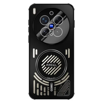 ABEEL For vivo X300 Pro 5G Magnetic Case Aluminium Alloy + PC + TPU Hollow Heat Dissipation Phone Cover - Black