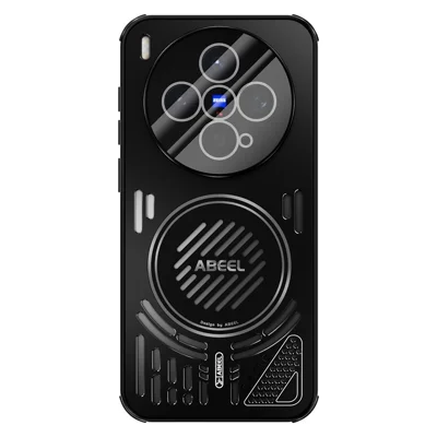 ABEEL Für vivo X300 5G Magnetische Hülle Aluminiumlegierung + PC + TPU Hohle Wärmeableitung Handyhülle - Schwarz