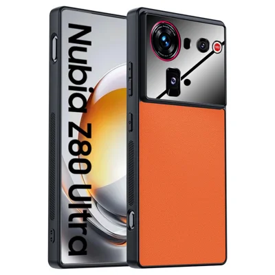 Étui ZTE nubia Z80 Ultra 5G en cuir PU recouvert de PC + TPU Housse de téléphone anti-chute - Orange