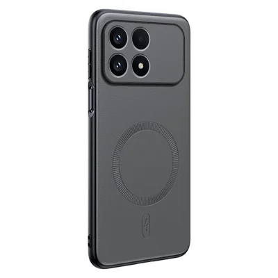 Capa Xiaomi Redmi K90 5G Compatível com MagSafe Revestida de Couro TPU + PC - Cinza