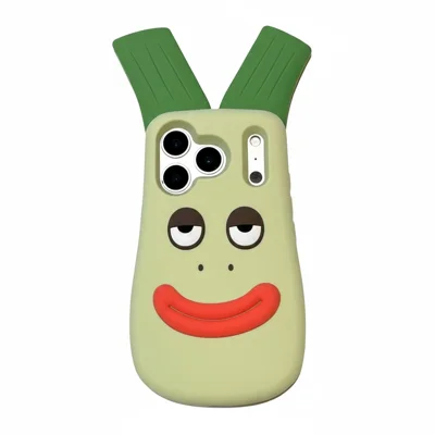 Capa de Silicone para iPhone 17 Pro Design Fofo de Cebola Verde Grande Capa Traseira de Telefone à Prova de Choque