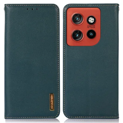 KHAZNEH Genuine Cow Leather Case for Motorola Edge 60 Neo 5G / Edge 50 Neo 5G / Moto S50 5G / ThinkPhone 25 5G Wallet Nappa Texture Phone Cover - Green
