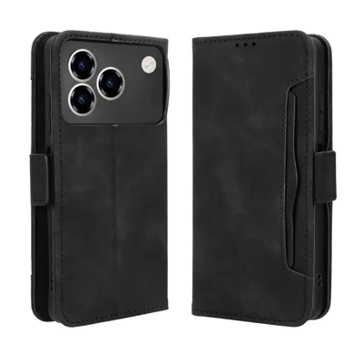 For ZTE Blade A76 4G Leather Case Phone Wallet Cover with Multiple Card Slots - Black