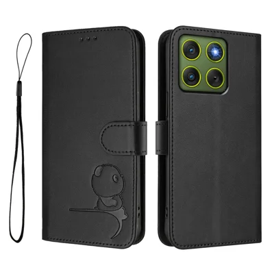 For Motorola Edge 70 5G Case Panda Imprint RFID Blocking Wallet Leather Phone Cover with Wrist Strap - Black