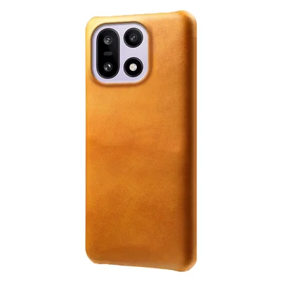 Voor OnePlus 15 5G hoesje Kalfstextuur PU-leer harde PC-beschermhoes - Oranje