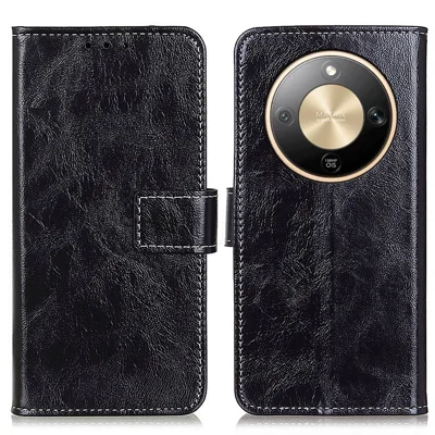 Per Honor X9d 5G / Magic5 Lite 5G Custodia Portafoglio in Pelle Cover Telefono Texture Crazy Horse - Nero