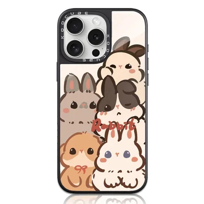 Capa para iPhone 15 Pro Compatível com MagSafe Impressão de Padrão TPU PC Vidro de Alta Alumínio-silício Capa de Telefone - Estilo A